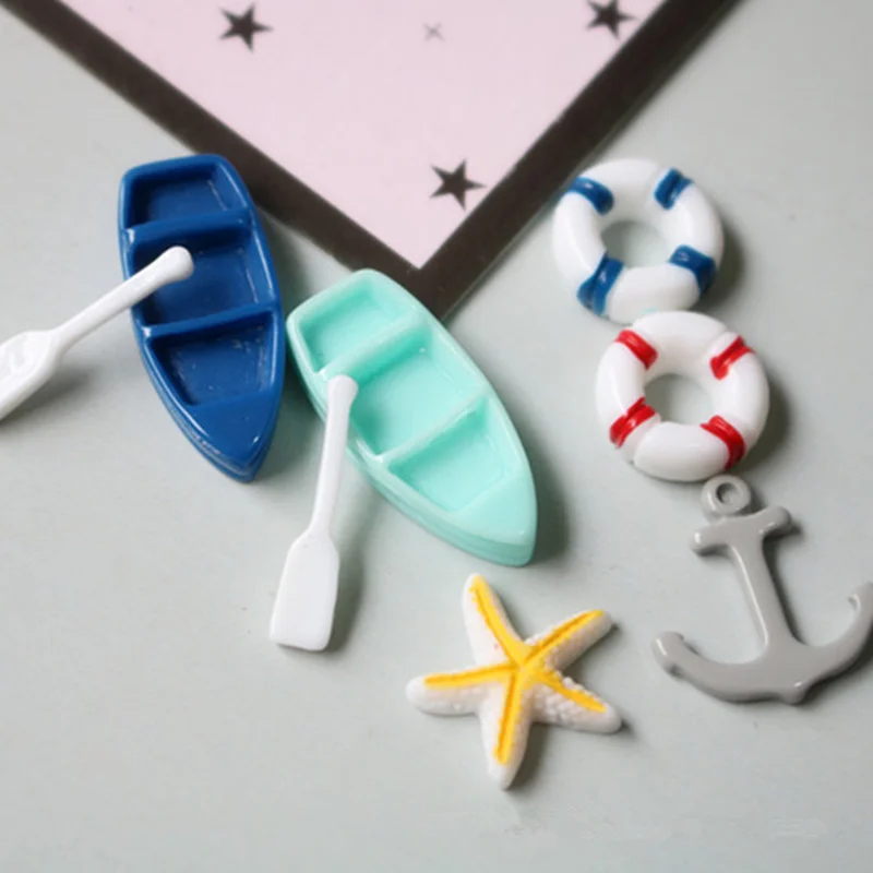 

30pcs ship anchor rhinestones Resin accessories Kawaii Children's head ornaments parts DIY Craft supplies Decoration TZ003