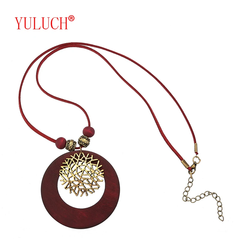 

YULUCH New design ethnic jewelry beaded chain alloy fight hollow wood pendant for African fashion woman necklace jewelry gift