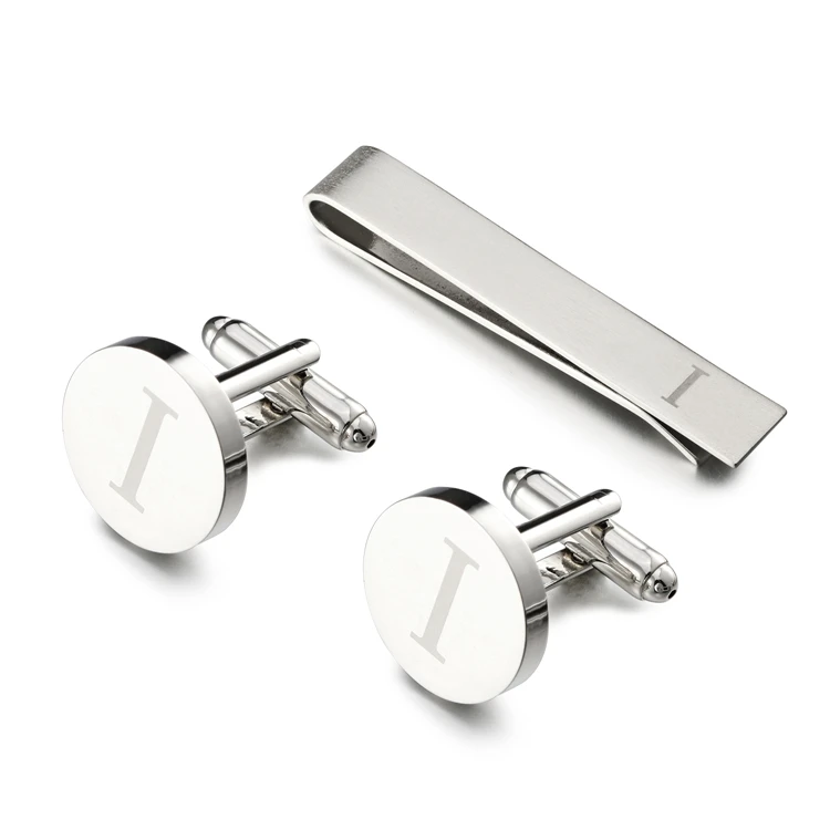 LEPTON Alphabet Cufflinks & Tie Clip Set for Men - Elegant Wedding & Business Accessory