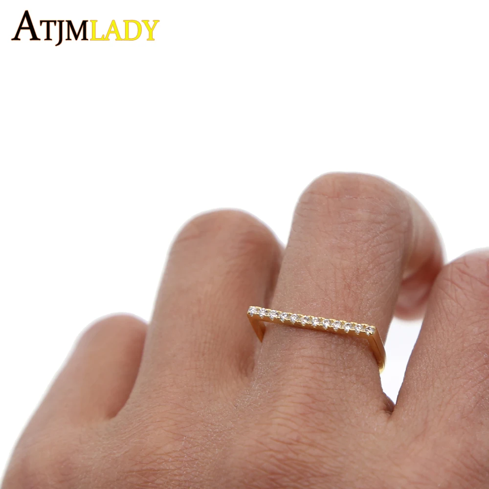 

2018 factory direct Time-limited Women Geometric AAA+ CZ paved midi kunckle Ring Elegant gold letter D delicate dainty rings