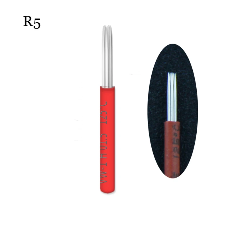 

50pcs Lamina Shading R5 LINER Microblading Tebori Needles Manual Needle for Fog Eyebrow Blade Round Needles for Permanent Makeup