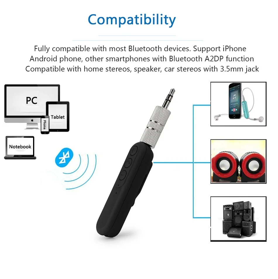 Универсальный Беспроводной 3,5 мм Bluetooth Car Handfree мини потокового A2DP Беспроводной авто AUX аудио адаптер с микрофоном для Car kit телефон