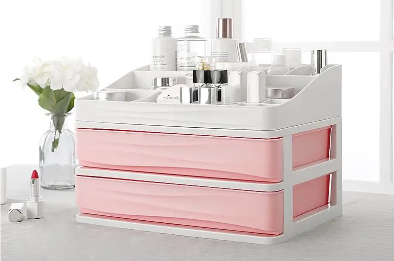 

1PC Plastic Cosmetic Drawer Makeup Organizer Makeup Storage Box Container Nail Casket Holder Desktop Sundry Storage Case OK 0896