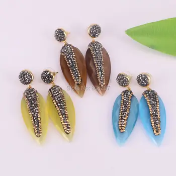 

New 4Pair Mixed Color Cat's Eye Arrow Head Stone Pave Rhinestone Dangle Earrings Charms Jewelry For Women