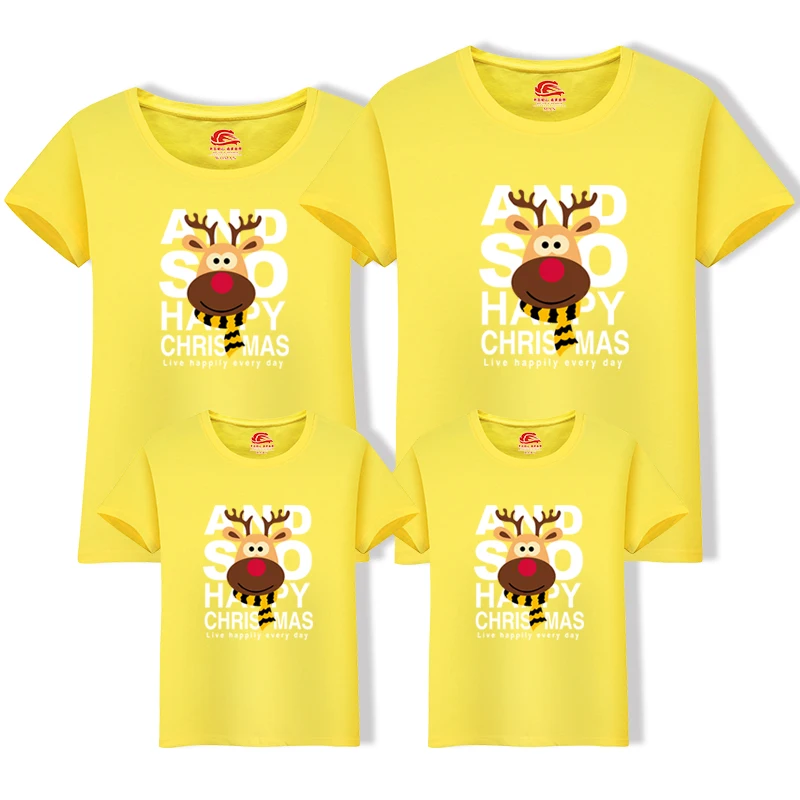 Рождественская футболка с оленем Одинаковая одежда для семьи «Мама и я»; комплекты футболок Семейный комплект для мамы, папы и сына одежда для мамы и дочки