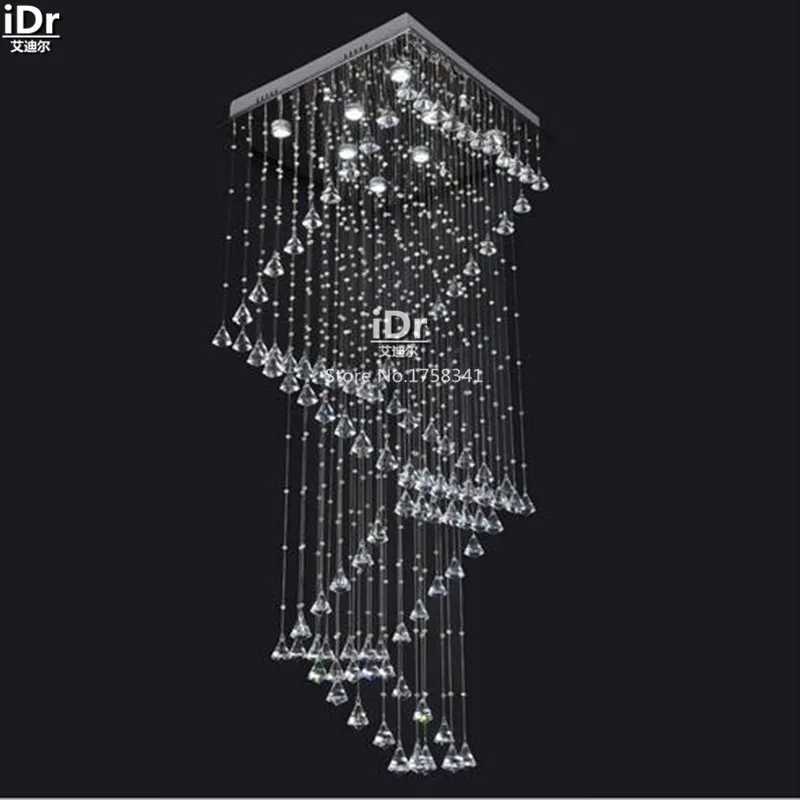 

Modern high quality crystal stair lamp wire hanging Duplex Villa Building engineering lamp Luxury lamp Ceiling Lights