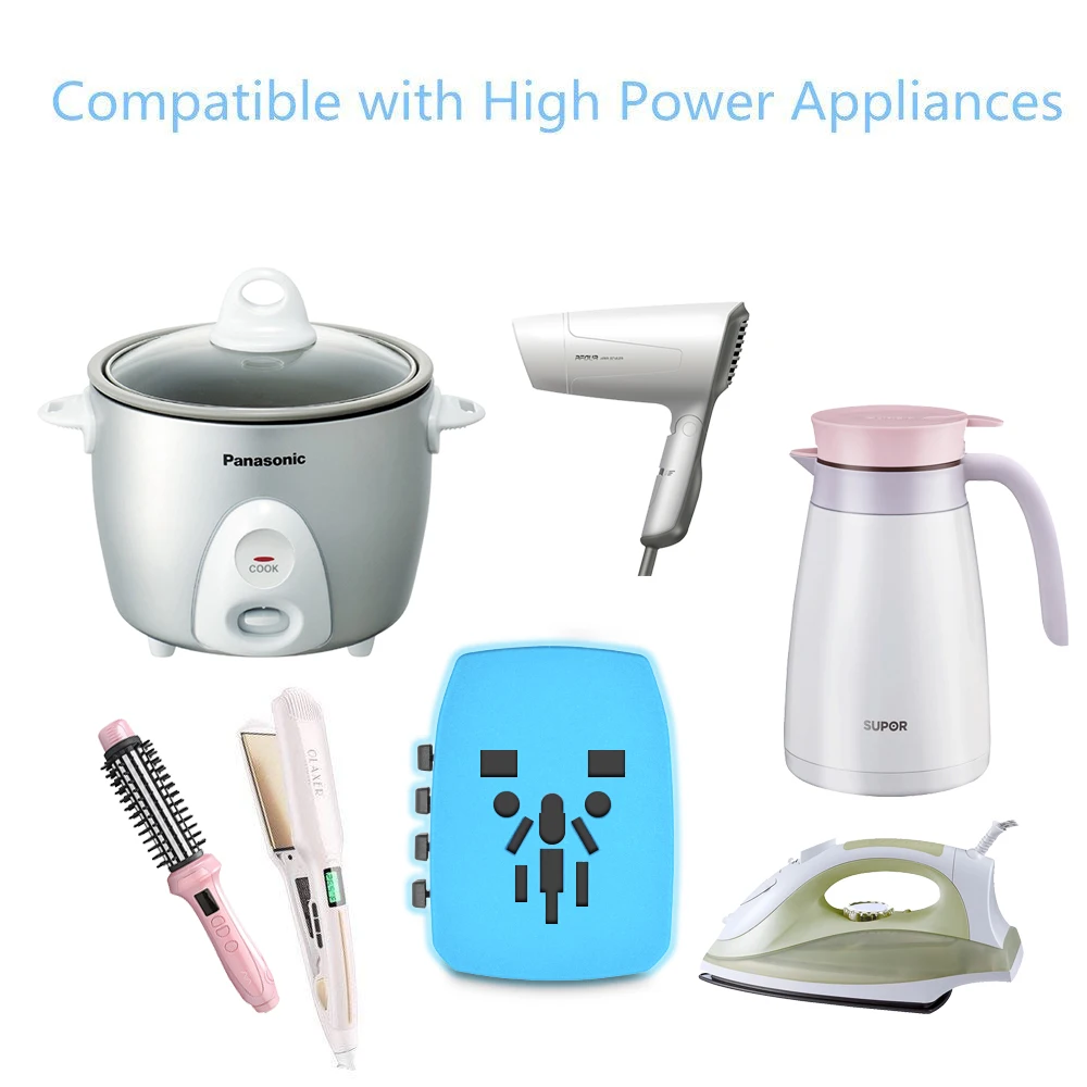 2000W International Travel Power Adapter, Universal Power Adapter 4 Quick Charge USB 3.0 Ports UK, EU, AU, US,Over 150 Countries