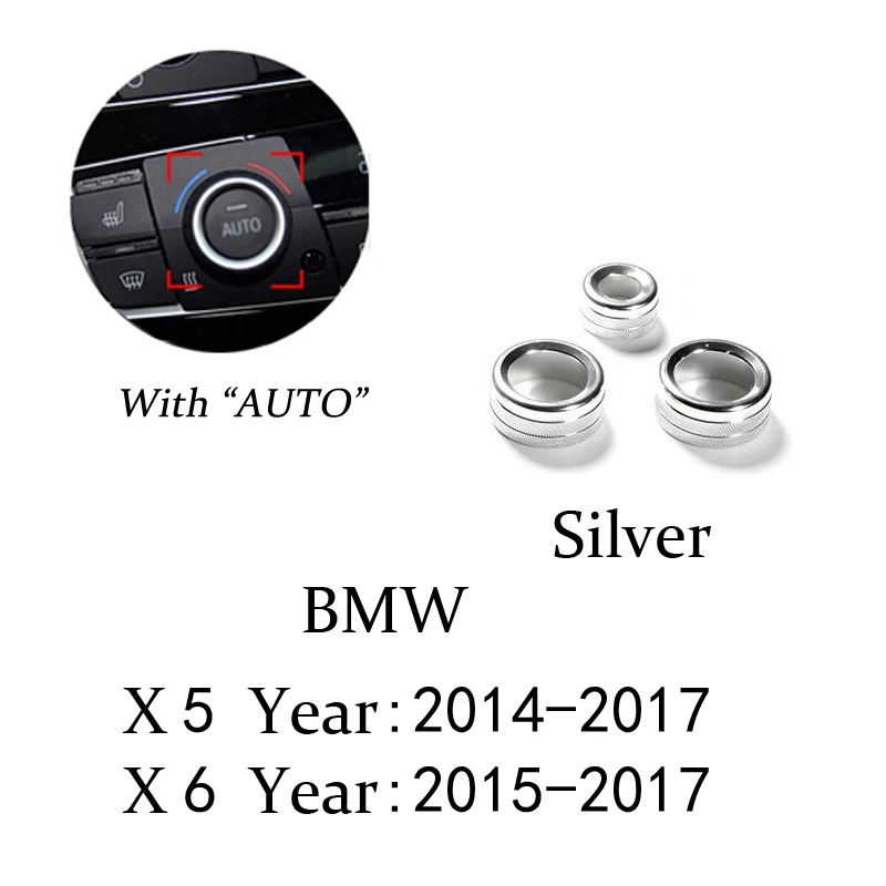 Автомобильный Кондиционер звук ручка крышки украшения пульт дистанционного управления для BMW 1 2 3 4 5 7 серия X1 X5 X6 F30 F10 F15 F16 F07 F01 E70 E71 аксессуар - Название цвета: Silver