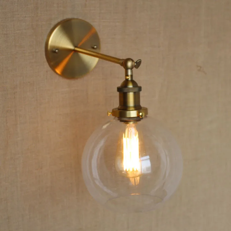  American Vintage Wall Lamps Glass Ball Retro Loft Wall Sconces Bedroom Living Room Hallway Light Fi - 32751380290