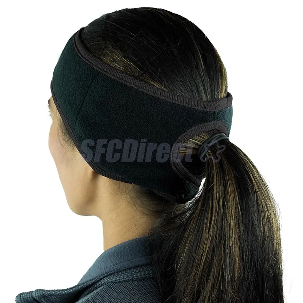 Womens Thermal Polar Fleece Ponytail Headband Ear Warmers Ear Muffs for Outdoor Sports, Fitness, Running or Daily Wear