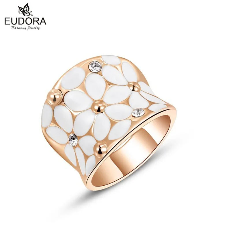 

Vintage Exquisite Flower Champagne Rings Rose Gold Color With Zircon Fashion Environmental Micro-Inserted Jewelry For Women