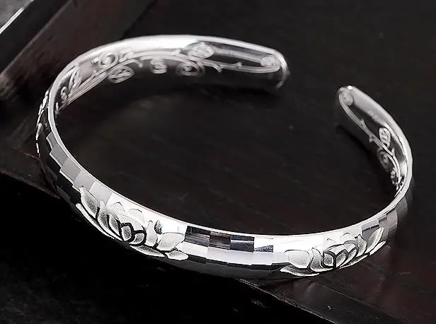 

JOOCHEER Sterling S999 999 silver Bangle lotus trendy bracelet