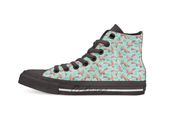

Foxes On Teal Design breathable Casual High Top lace-up Canvas shoes sneakers