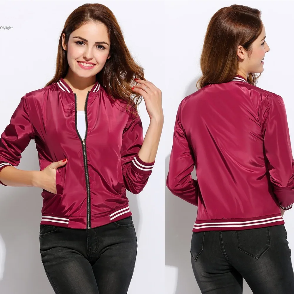 Alishebuy Women Coat Jacket long sleeve Bomber Short