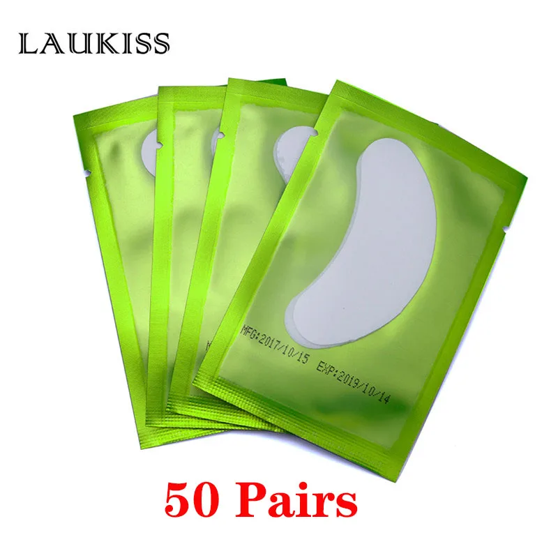 50Pair Green 25/50/100 пар/лот Пластыри для ресниц наращивания кругов под глазами колодки Бумага патчи розовый Безворсовая наклейки Ткань для ресниц накладных - Цвет: 50Pair Green