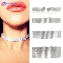 Susenstone женское Полное ожерелье-чокер со стразами ожерелье воротник Новое эффектное ожерелье s для женщин ювелирные изделия для свадебной вечеринки