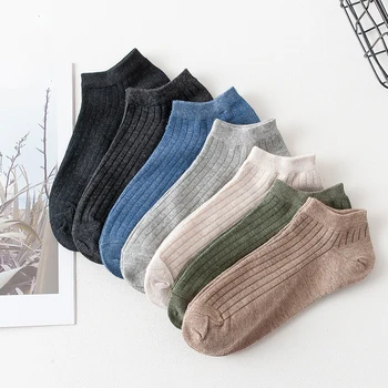 

2pcs=1pair 2019 Mens Socks Cotton Fashion Solid Color Stripes Boat Socks Summer Male Casual Breathable Socks Boy