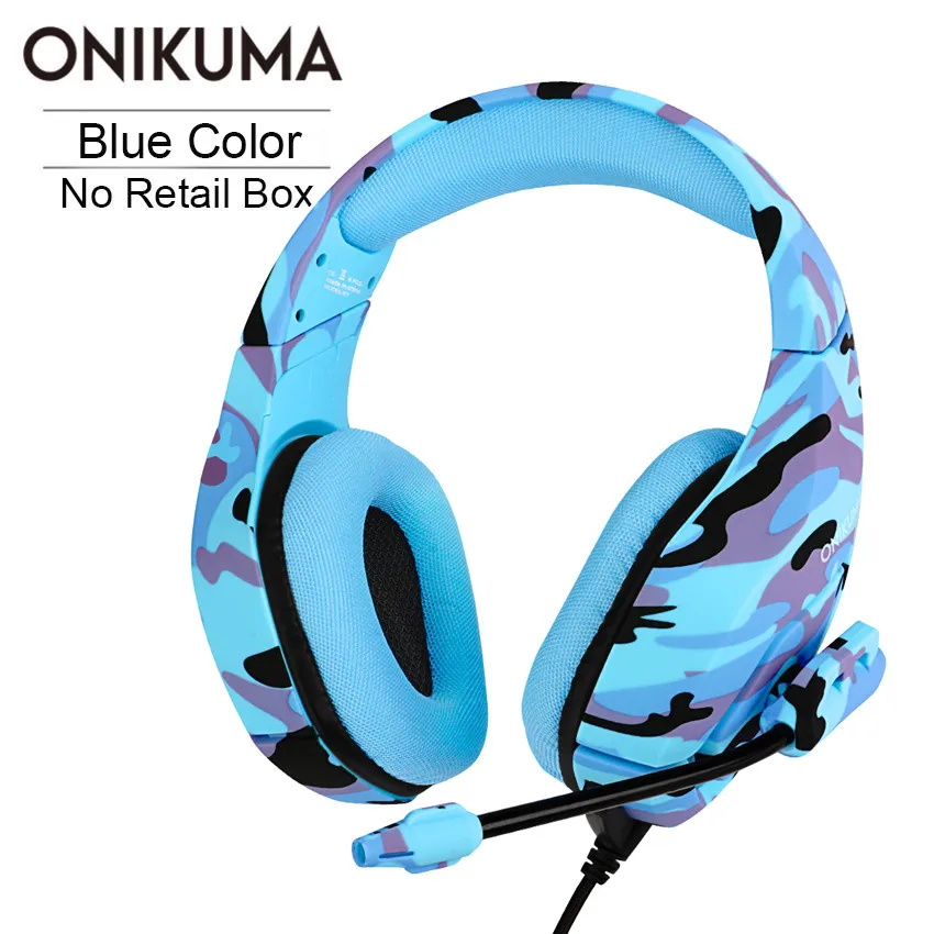 ONIKUMA K1 casque PS4 игровая гарнитура PC Gamer Bass Наушники с микрофоном для Mac nintendo Switch Новые игры Xbox One PUBG - Цвет: Blue No Retail Box