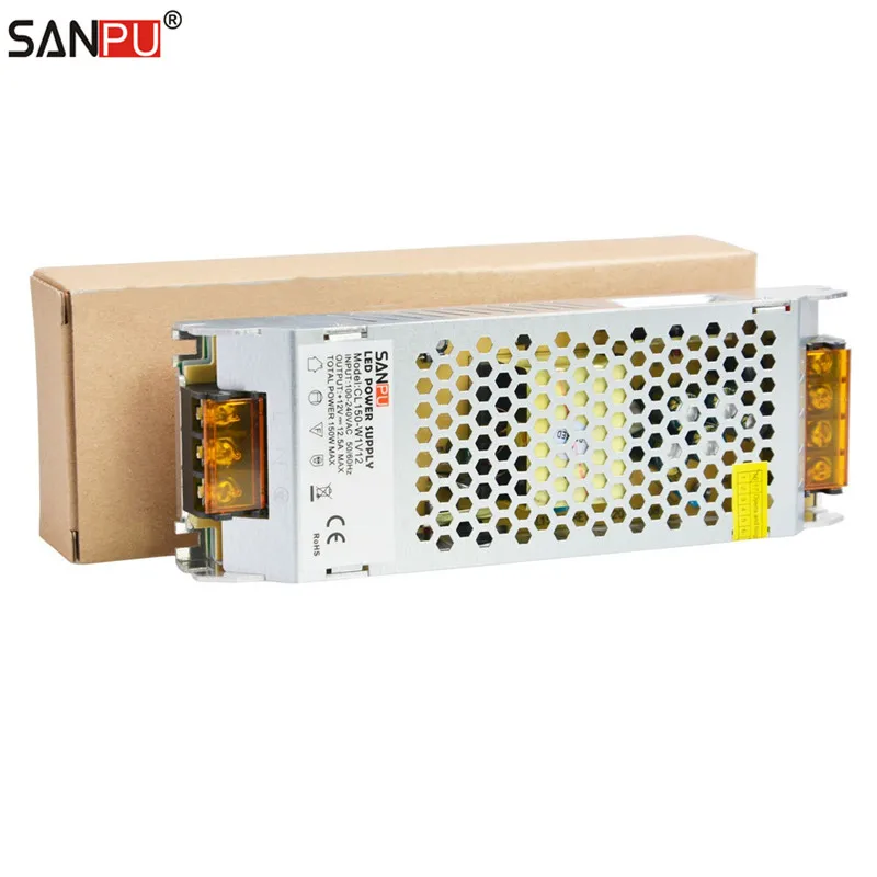 

SANPU Switch Mode Power Supply 12 Volt DC 150 Watt 12 Amp AC-DC Lighting Transformer LED Driver 12V for LEDs Indoor Lights Strip