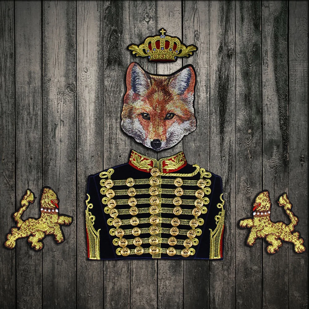 

Embroidered police dog gold button Patches for Clothing Iron on Sewing Applique Clothes Badge Stickers Jeans Jacket Decoration