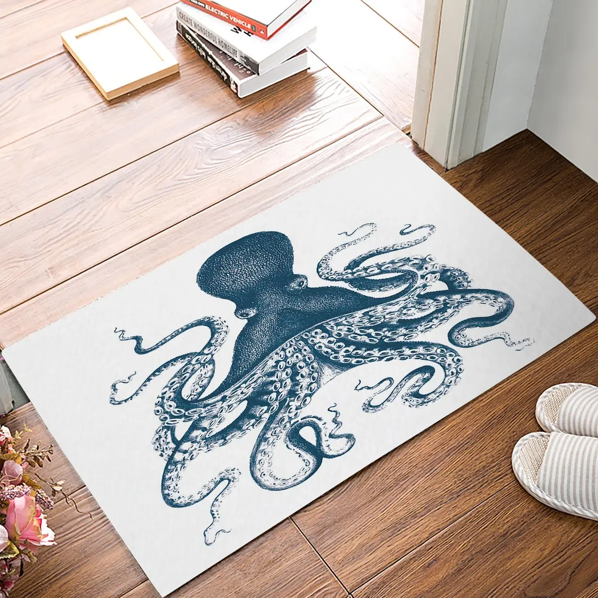 Sea Creatures Octopus Sea Life Nautical Blue Door Mats Kitchen Floor
