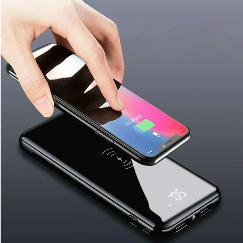 

LCD 10000mAh QI Wireless Charger 2A Dual USB Power Bank For iPhone X 8 Samsung S9 Battery Charger 5W Wireless Charging Pad