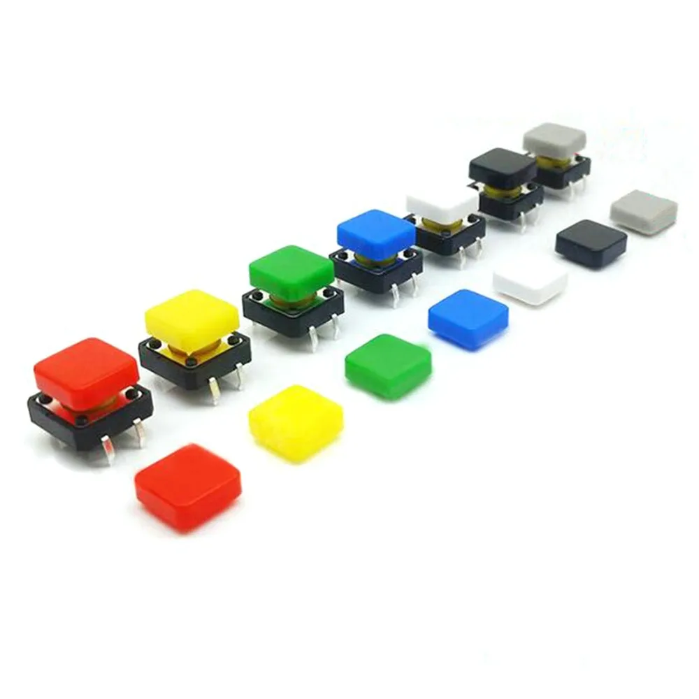 100pcs 12*12mm push button switch cap square button cap multi color