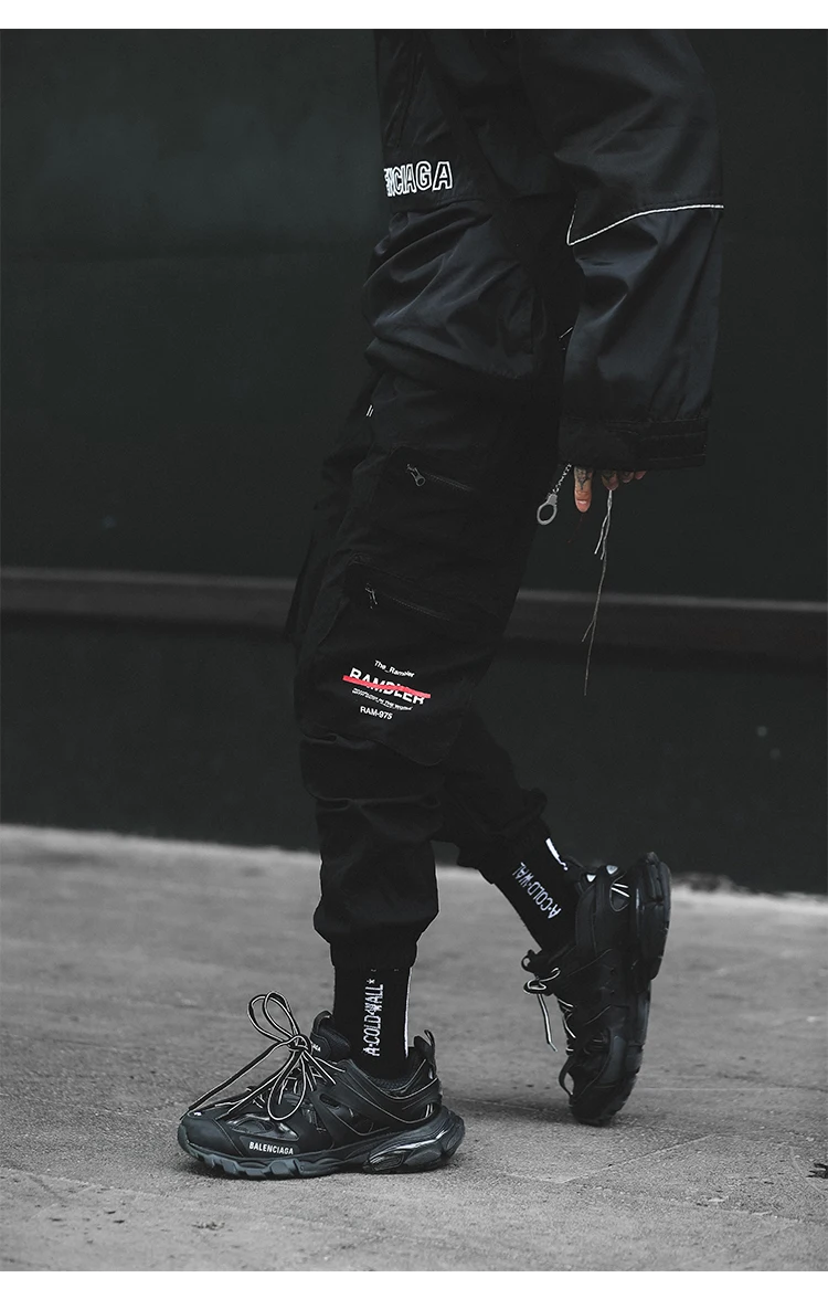 LAPPSTER мужские брюки карго с карманами Японская уличная одежда хип-хоп джоггеры на молнии повседневные Черные спортивные штаны модные спортивные штаны 2XL