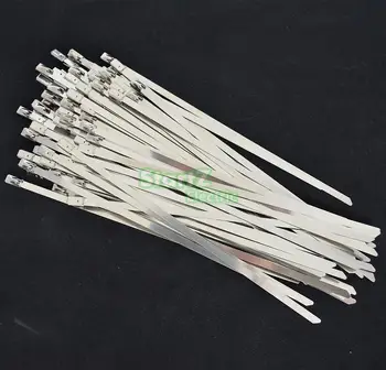 

100Pcs 4.6mm x 350mm Stainless Steel Metal Cable Zip Tie Strap Locking Exhaust Pipe Header