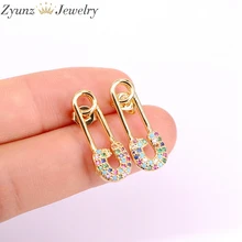 5 пар, Радуга cz безопасная булавка серьги ювелирные изделия для женщин леди подарок Позолоченные Красочные мульти пирсинг серьги