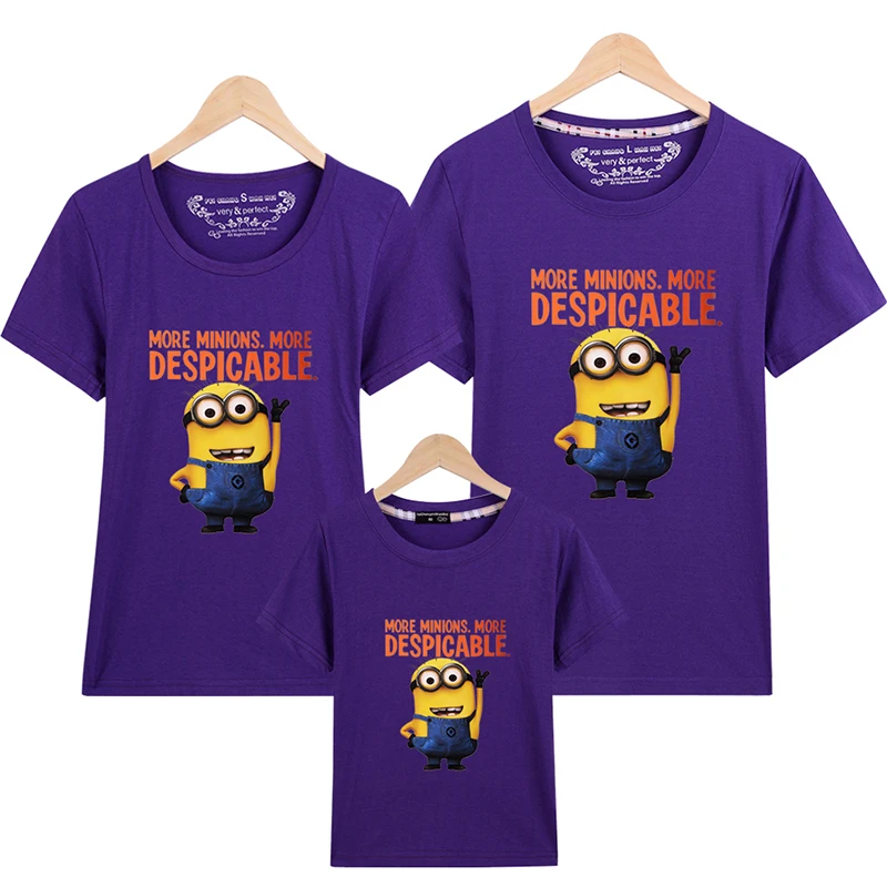 AD/1 предмет, Семейные футболки качественные хлопковые футболки с миньонами для папы, мамы и детей Детская одежда, одежда для мальчиков и девочек, roupas