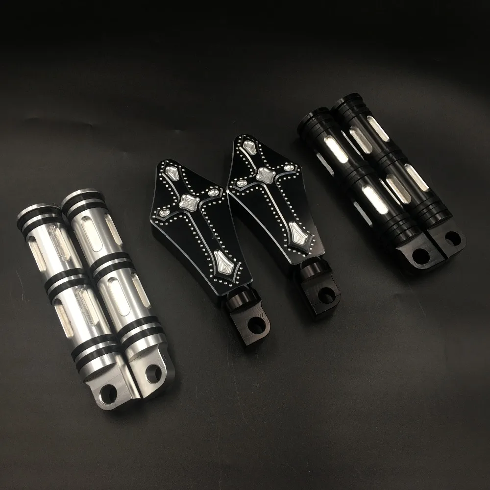 

Black Silver Motorcycle Foot Rest Highway Foot Pegs Driver Passenger Footrest Male Mount For Harley