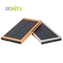 ROSITY 20000mAh Ultra-Thin Matal Solar Power Bank External Battery Pack Dual USB Charger powerbank for iPhone iPad Tablet