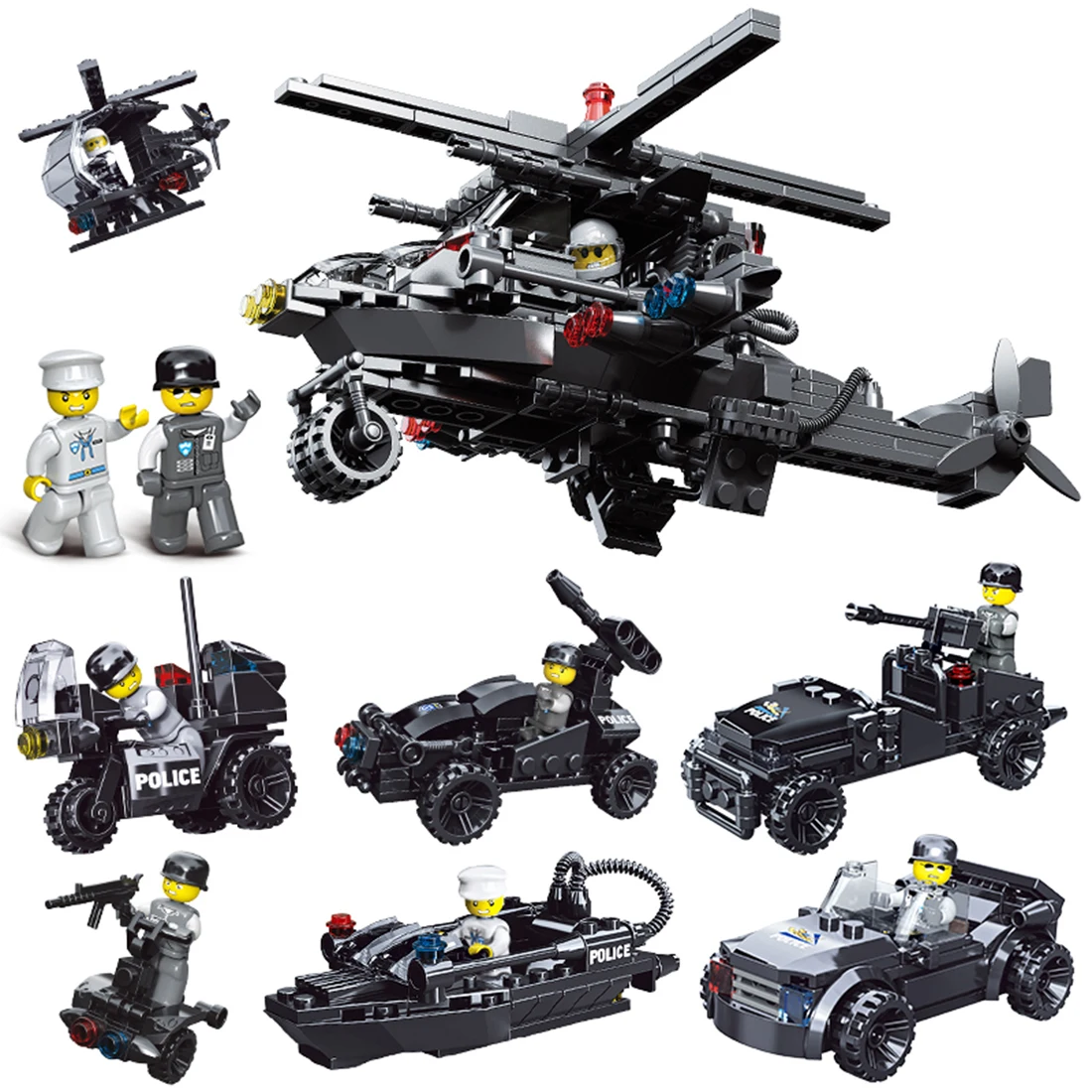 

New Arrive Durable Small Particle DIY Puzzle Assembly Special Policeman SDU Doll Building Block Toys for Children Playing Kits