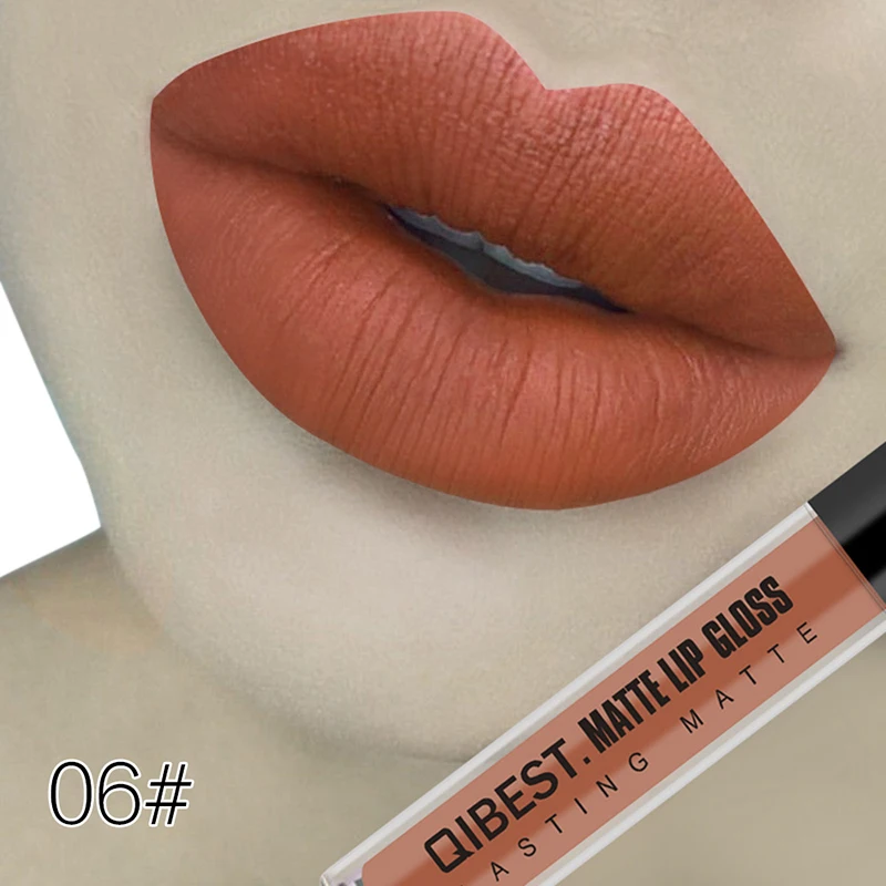 Qibest Matte Lipstick Liquid Nude Batom Mate Makeup Waterproof Liquid Lipstick Long Lasting Lip Tint Matte Cosmetic No-stick Cup - Цвет: 6