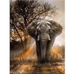 Картина Полная площадь дрель DIY Алмазная вышивка распродажа слон Животное Дерево картина с восходом солнца вышивка крестиком Мозаика