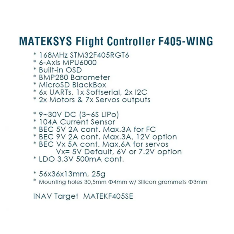 MATEKSYS Flight Controller F405-WING STM32F405RGT6 BMP280 Barometer MicroSD BlackBox Softserial 7 Servos 4 BEC & Current Sensor-1 (3)