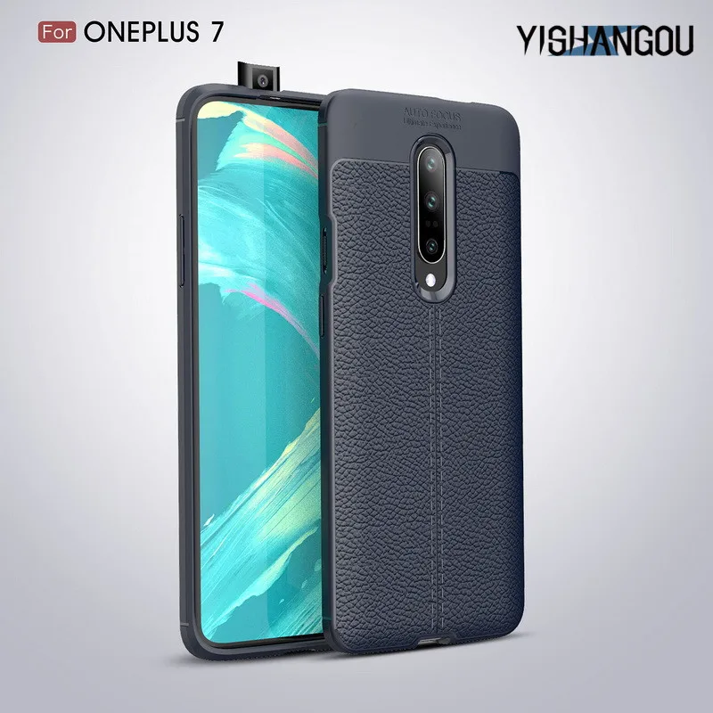 buy YISHANGOU Litchi Carbon Fiber Phone Case For OnePlus 7 Soft Silicone Shockproof Cover For one plus 6 6T 5 5T Leather Style Cases