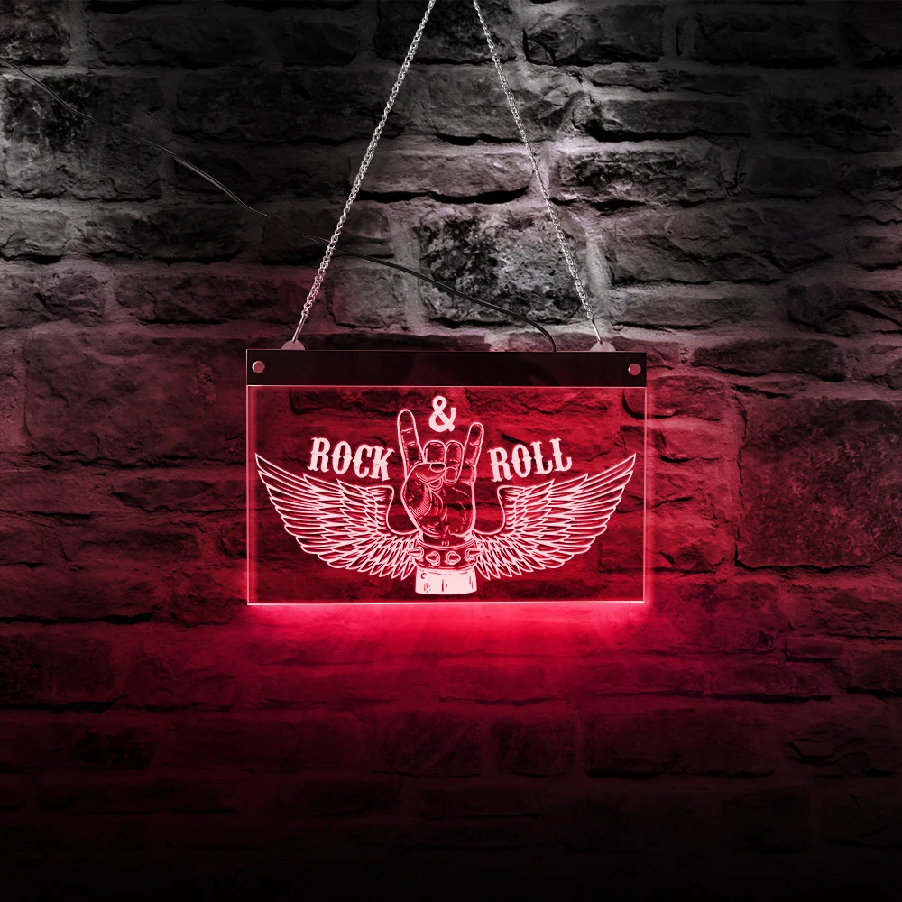 Günstig Rock N Roll Rock Musik Multi Farben Ändern Led Licht Zeichen Geschenk Für Band Pub Bar Mode Wand Kunst decor Neon Display Zeichen Bord