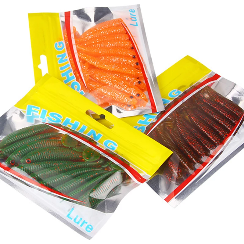 Soft Lure T-tail Floating Soft Worm Fishing Lure 3.8g/8.5cm 5 Colors 10/pcs Artificial Bionic T-tail Wobblers Worm Bait jooyoo