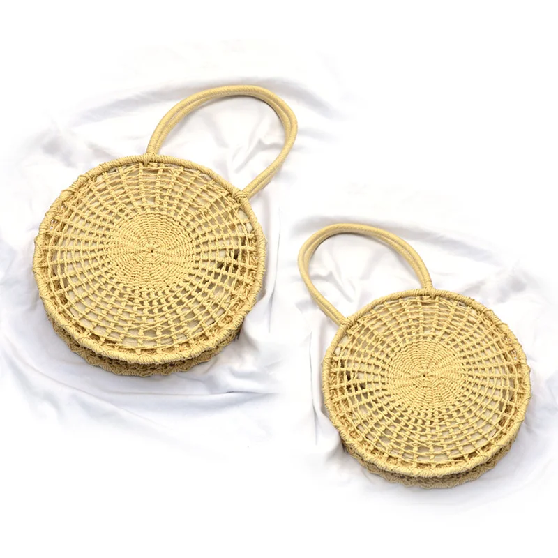 

Wooden Rattan Lady Carrying Round Straw Bag Handbag Hollow Out Single Shoulder Slanting Handbag Lady Bag