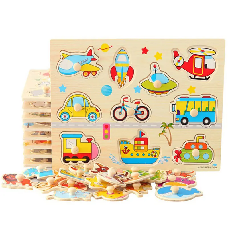

Montessori Materials Sensorial Vehicles Puzzle with Knobs Montessori Educational Wooden Toys For Children Early Learning