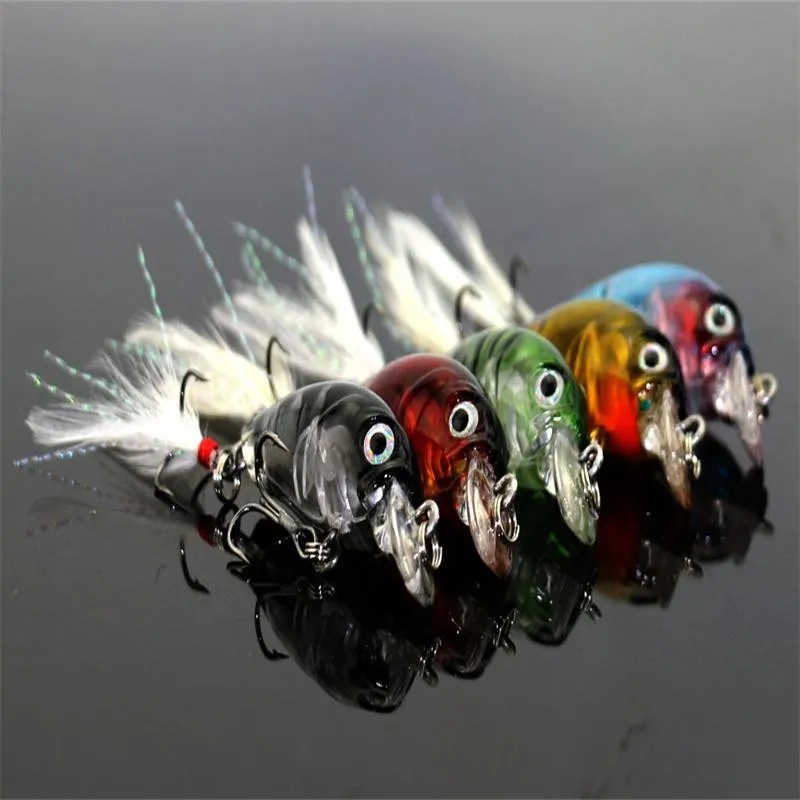 3.6cm 4g Fishing Lures Crank Baits Mini Wobbler Crankbait 3D Fish Eye Artificial Lure with Feather Lifelike Siumlation Fake Lure (7)