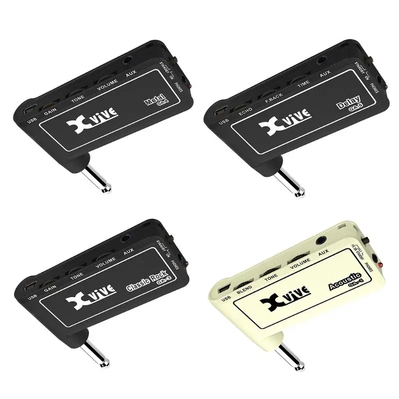 1pc Guitar Plug Mini Portable Recharge Elec Headphone Amp Amplifier Acoustic Rock Metal Delay