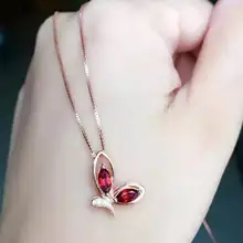 Натуральный красный гранат камень кулон 925 серебро натуральный драгоценный камень кулон ожерелье трендовая простая симпатичная Стрекоза ювелирные изделия