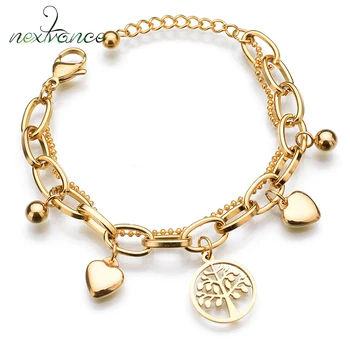 

Nextvance Tree of Life Pendant Bracelet Equisite Gold Heart Beads Chain Bracelet for Women Gift Feminina Fashion Jewelry