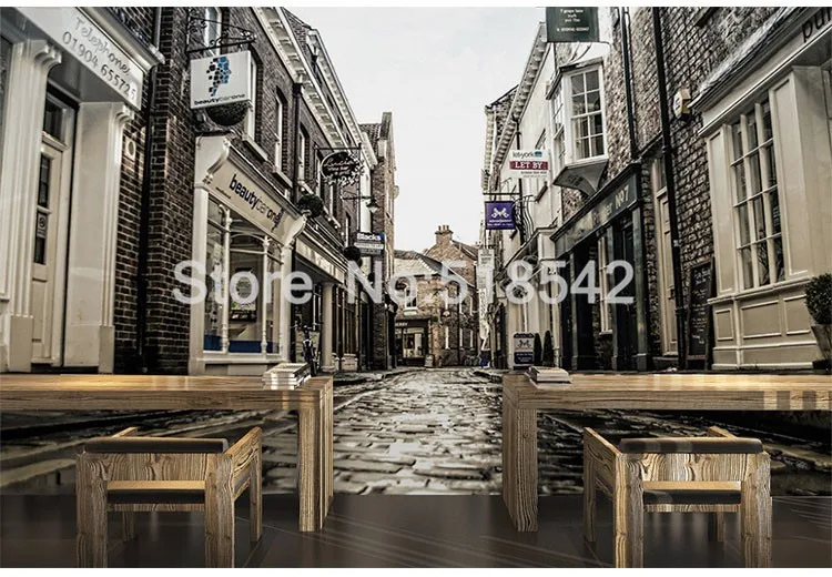 Пользовательские 3D фото обои европейских ретро ностальгия City Street View росписи Повседневное ресторан-бар Гостиная нетканые обои