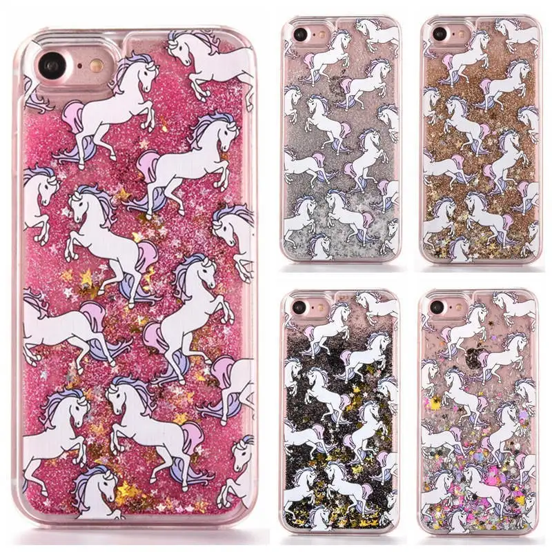 Purple Horse Unicorn Liquid For Iphone 66S 6P 78 78plus X Xs All Inclusive Drop Flash Powder Mobile Shell |