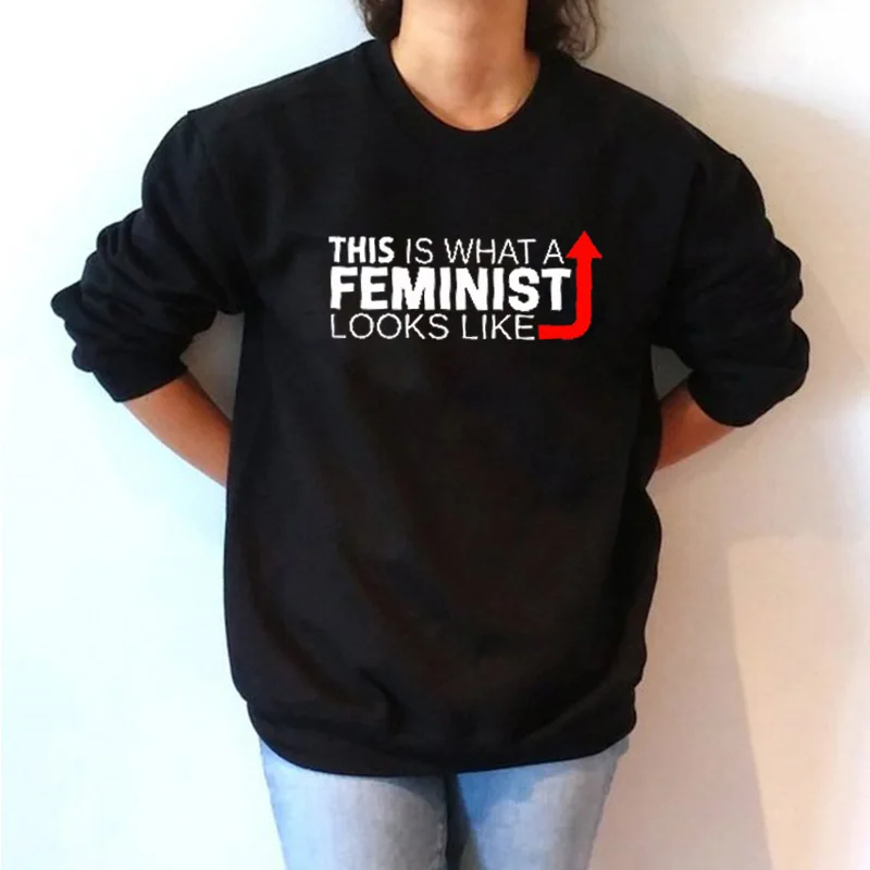 

EnjoytheSpirit Women Sweatshirt This Is What A Feminist Looks Like Feminism Slogan Crewneck Loose Fit Unisex Winter Wear