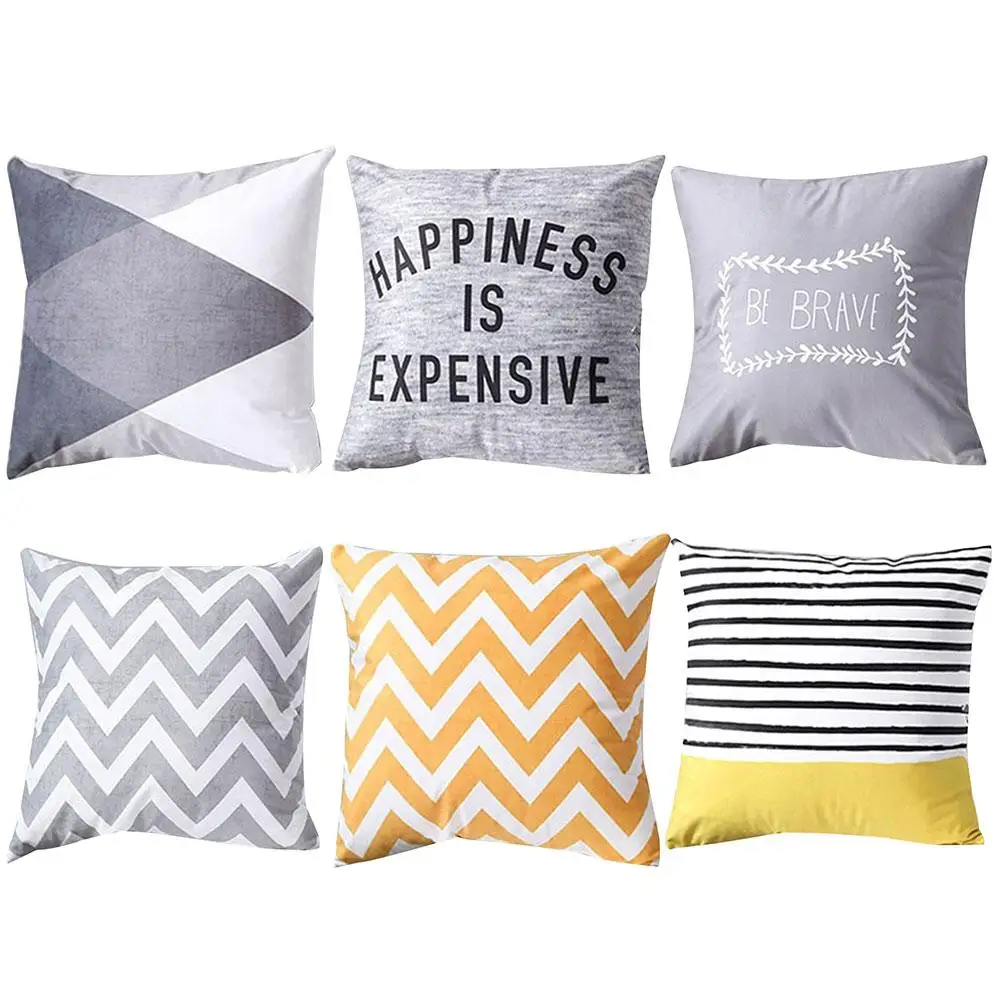 

40# New Creative Wavy Line Letter Square Throw Pillow Protector Case Cushion Cover Sofa Bed Home Decor